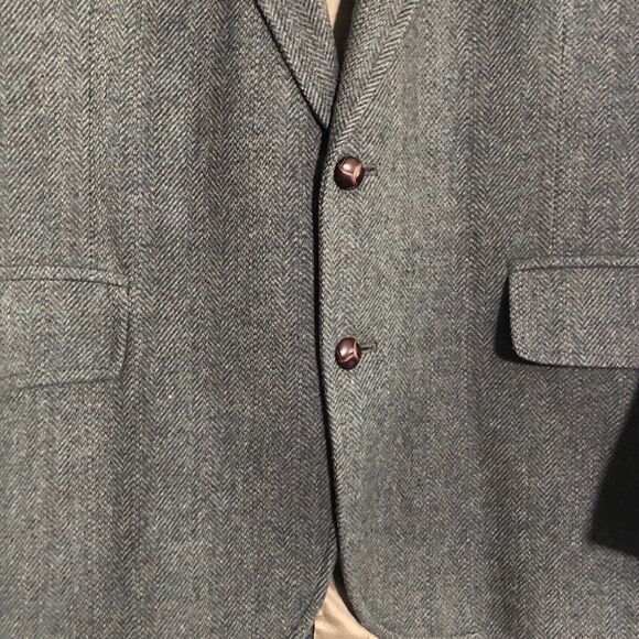 Pendleton Blazer Mens 46 Gray Virgin Wool Herringbone Tweed Sport Coat Vintage - Picture 5 of 15